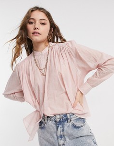 Легкая рубашка из хлопка со складками Maison Scotch-Розовый