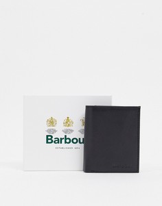 Черный компактный кожаный бумажник с отделкой в шотландскую клетку Barbour Colwell