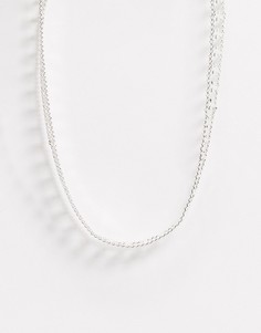 Двухуровневое массивное ожерелье с отделкой крестиками серебристого цвета Regal Rose-Серебряный