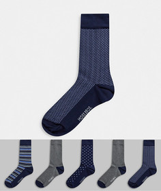 Набор из 5 пар темно-синих носков Moss London-Темно-синий