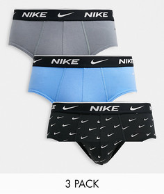 Набор из трех пар хлопковых эластичных трусов синего/серого/черного цвета Nike-Мульти