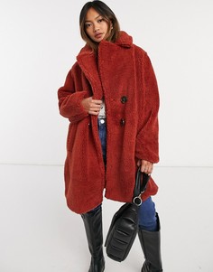 Рыжее плюшевое пальто oversized AX Paris-Оранжевый