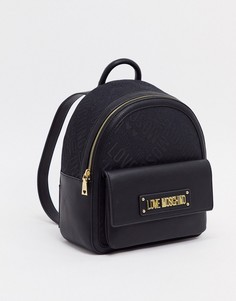 Черный жаккардовый рюкзак с логотипом Love Moschino
