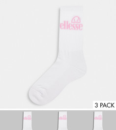 Набор из трех пар носков (белые и розовые) ellesse – эксклюзивно для ASOS-Многоцветный