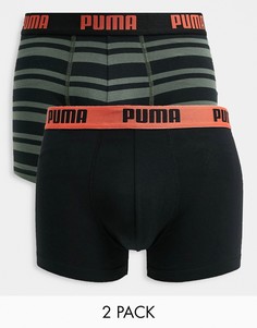 Набор из 2 трусов-боксеров черного цвета с логотипом на поясе Puma-Черный
