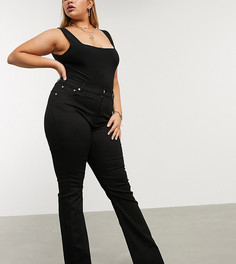 Черные расклешенные джинсы с завышенной талией и моделирующим эффектом ASOS DESIGN Curve Hourglass-Черный