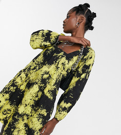 Черно-желтое свободное платье с квадратным вырезом COLLUSION-Многоцветный
