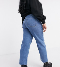 Узкие джинсы прямого кроя с завышенной талией ASOS DESIGN Curve-Голубой