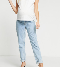 Светлые джинсы в винтажном стиле с высокой талией и эластичными вставками по бокам ASOS DESIGN Maternity-Синий