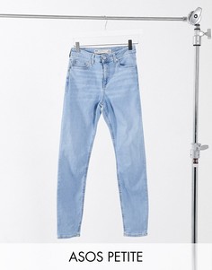 Выбеленные джинсы скинни с завышенной талией ASOS DESIGN Petite-Синий