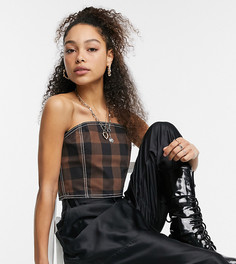 Топ в стиле корсета в коричневую клетку от комплекта COLLUSION-Коричневый