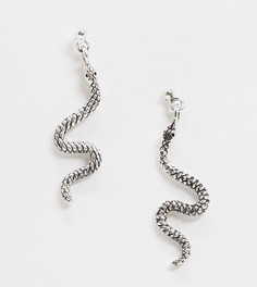 Серебряные серьги-гвоздики с подвесками в виде змеи ASOS DESIGN-Серебряный
