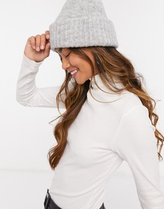 Светло-серая фактурная шапка-бини Vero Moda-Серый