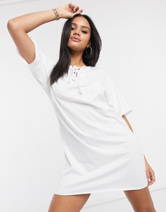 Платье-футболка в стиле oversized белого цвета Missguided-Белый