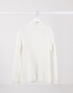 Белый джемпер-водолазка в рубчик Bershka