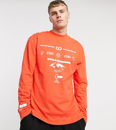 Красный лонгслив с принтом COLLUSION