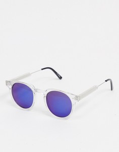 Круглые солнцезащитные очки унисекс в прозрачной оправе и с синими зеркальными стеклами Spitfire Teddy Boy-Очистить