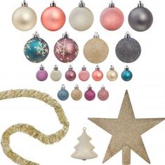 Набор ёлочных шаров и верхушка для ёлки, цвет золотой/бордовый Feeric Lights & Christmas