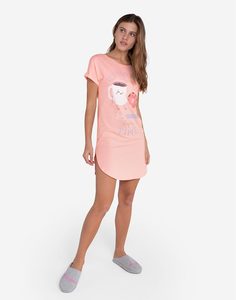 Розовая ночная сорочка с принтом женская Gloria Jeans