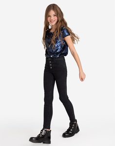 Чёрные джинсы Legging на пуговицах для девочки Gloria Jeans