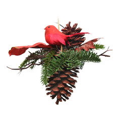 Подвеска декоративная Kaemingk шишка с птичкой