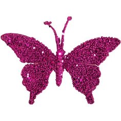 Клипса Блестящая бабочка фиолетовая 17 см Без бренда