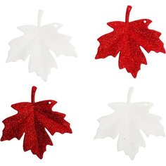 Набор подвесок Кленовые листья красные, белые 12,5 см 4 шт Без бренда