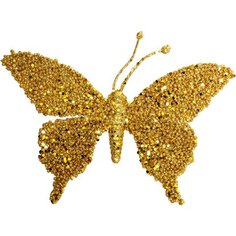 Клипса Блестящая бабочка золотая 17 см Без бренда