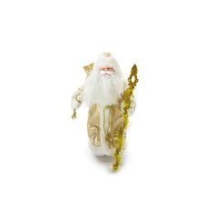 Сувенир Дед Мороз с мехом 40x20 см золотой Без бренда