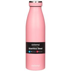 Бутылка для воды Sistema 550 Стальная 500мл розовая