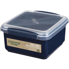 Контейнер для продуктов Sistema 581652 RENEW с приборами 1,2л синий