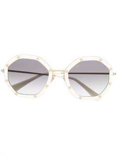 Valentino Eyewear солнцезащитные очки в восьмиугольной оправе со стразами