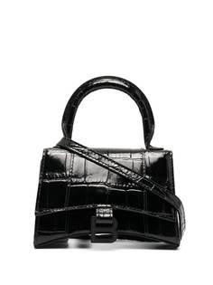 Balenciaga сумка-тоут Hourglass размера мини с тиснением под крокодила