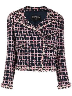 Chanel Pre-Owned двубортный твидовый жакет