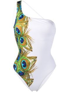 Noire Swimwear купальник Peacock на одно плечо с принтом