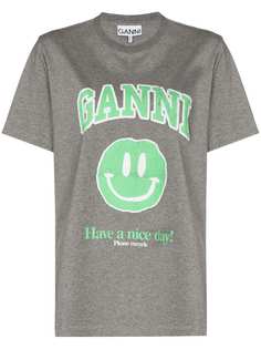 GANNI футболка Smiley с логотипом