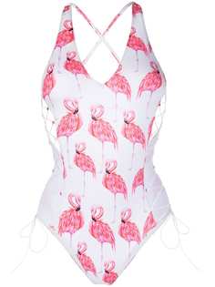 Noire Swimwear купальник Flamingo с принтом и шнуровкой