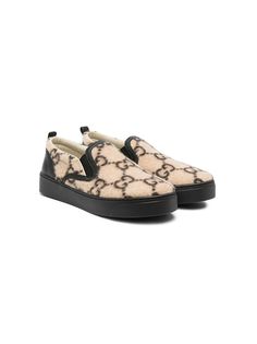 Gucci Kids слипоны с узором GG Supreme