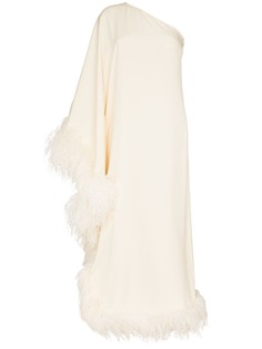 Taller Marmo платье на одно плечо с перьями