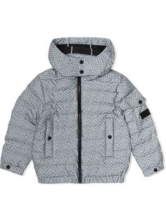 Burberry Kids пуховик с капюшоном и монограммой