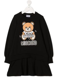 Moschino Kids расклешенное платье с принтом Teddy Bear