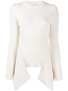 Alexander McQueen джемпер асимметричного кроя в рубчик
