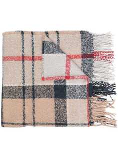 Barbour клетчатый шарф с бахромой