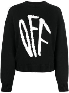 Off-White джемпер с круглым вырезом и логотипом вязки интарсия