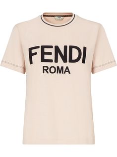 Fendi футболка с вышитым логотипом