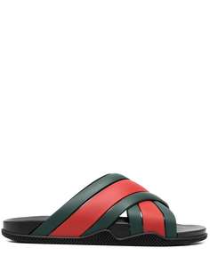 Gucci шлепанцы с отделкой Web