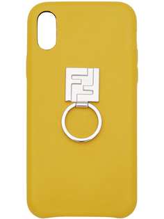 Fendi чехол для iPhone X с кольцом и логотипом FF