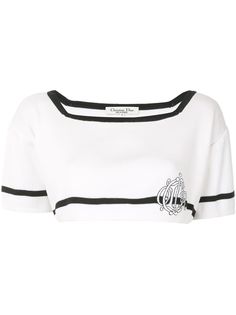 Christian Dior укороченная блузка pre-owned с вышитым логотипом