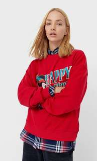 Stradivarius Толстовка С Новогодним Принтом «Микки Маус» Женская Коллекция Красный Xl