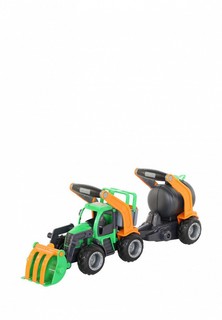 Игрушка Wader "ГрипТрак", трактор-погрузчик с цистерной (в коробке)